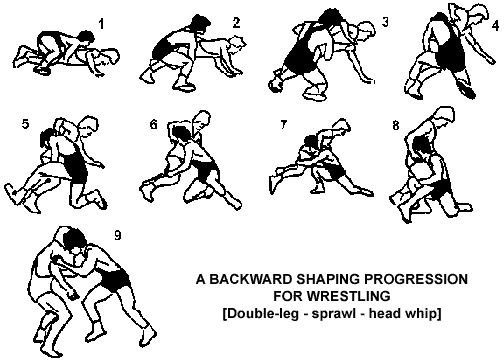 Double-leg / sprawl / head-whip